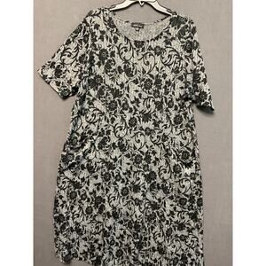 Violet B Woman Dress 2X Romantic Goth Floral Rib‎ Knit Stretch Pullover